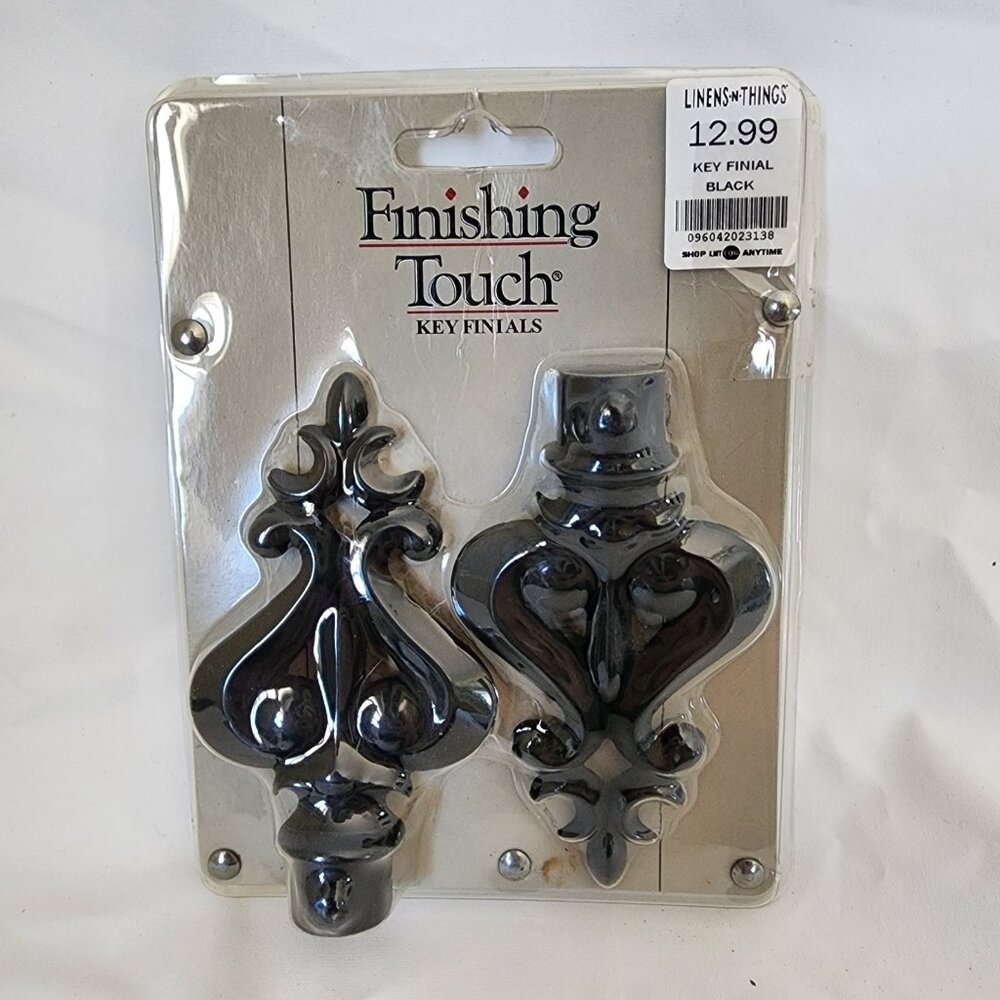 Finishing Touch Curtain Rod Key Finials Black Set of 2